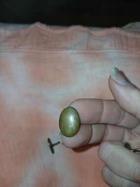 Antique-Style Oval Brass Cufflinks - Gold Tone Unmatched